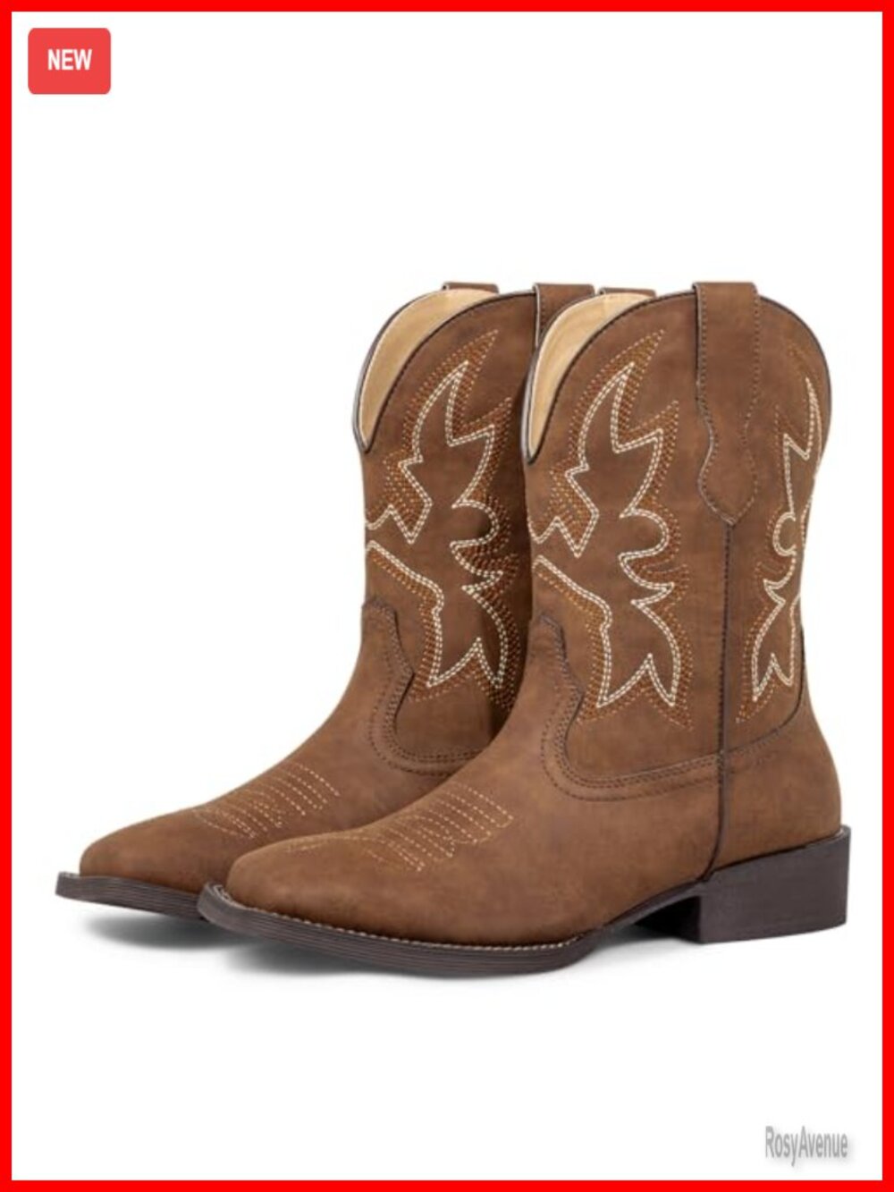 SheSole Women's Short Cowboy Boots Square Toe Western Booties Embroidery Chunky
